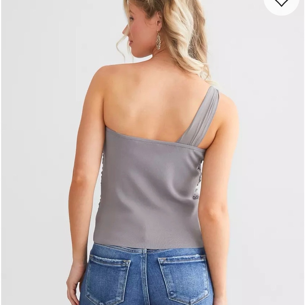 One shoulder ruched mesh tank top - Picture 6 of 7